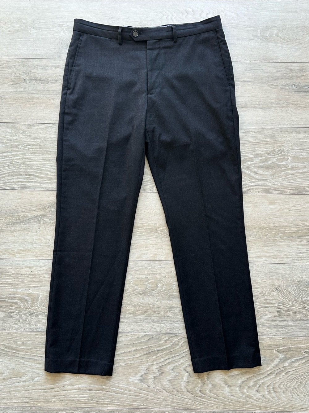 Nordstrom Black Wool Dress Pants Tailored Straight Fit Flat Front 35x30 Mens